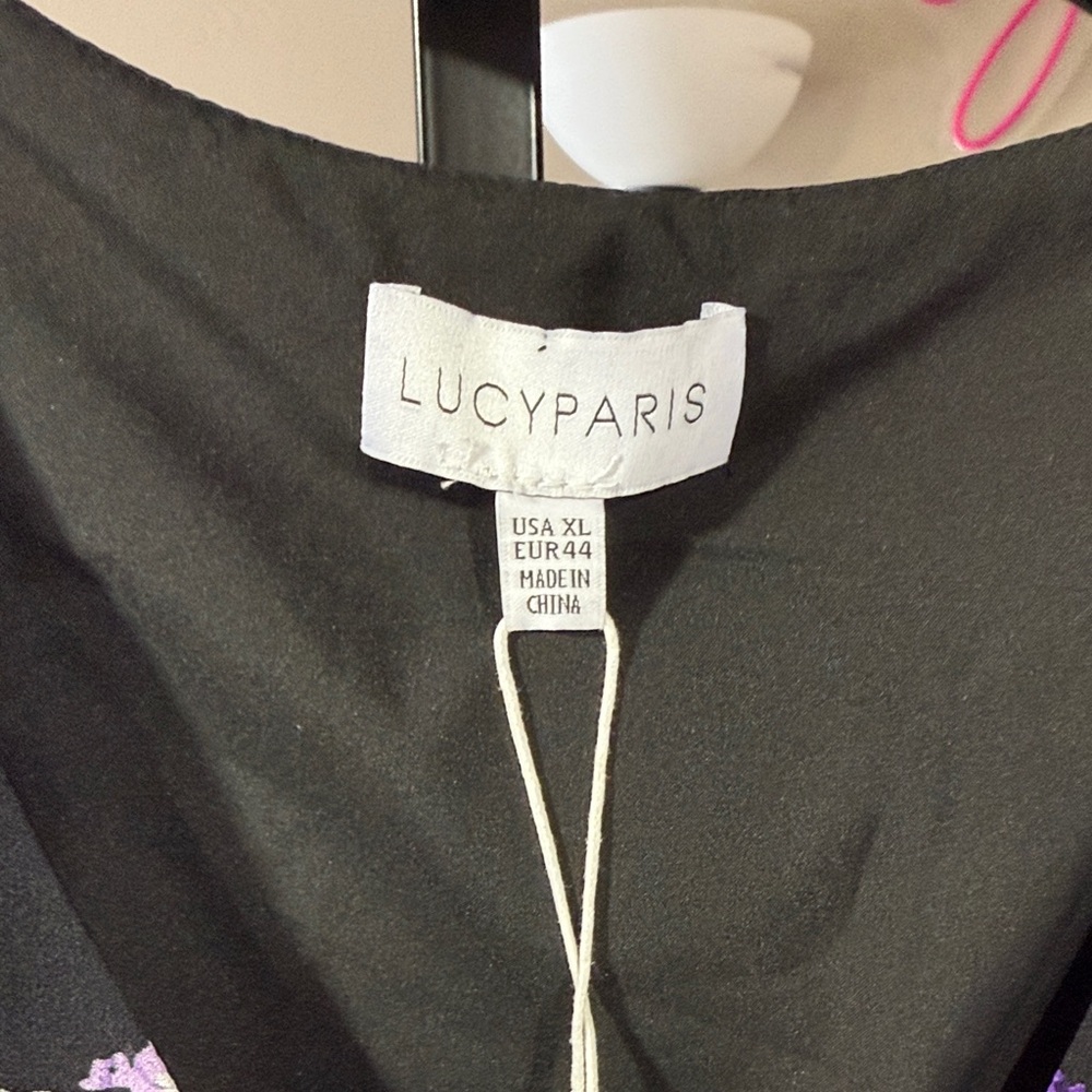 Lucy Paris Black and Purple Floral Long Sleeve Dress - Picture 2 of 7